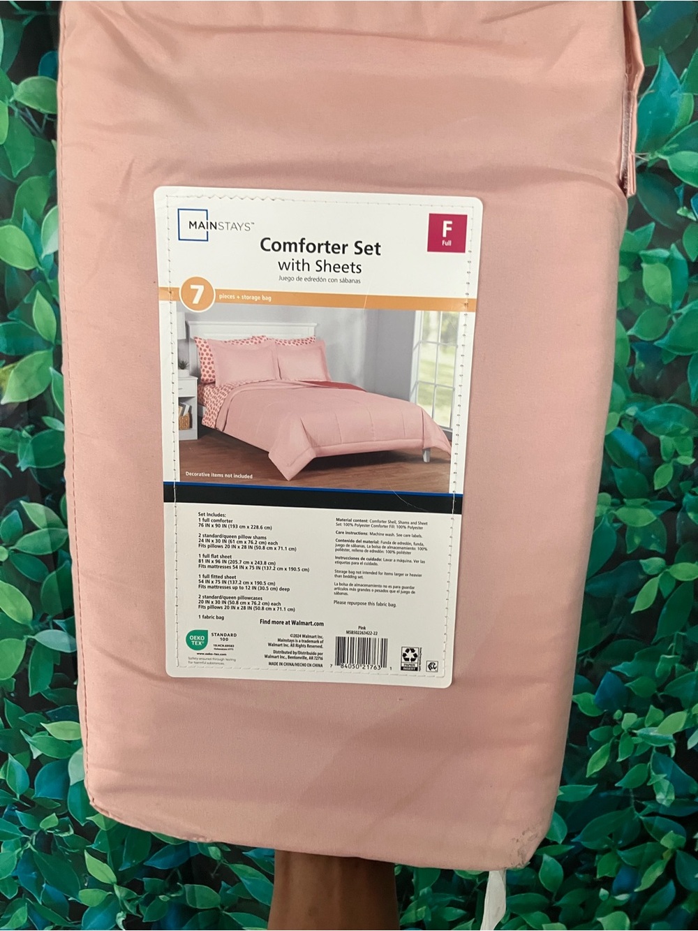 Mainstays Pink Full Comforter Set with Sheets